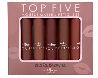 Labiales Mate Top Five Mousse Italia Caja De 5 Labiales Color Chola Browns