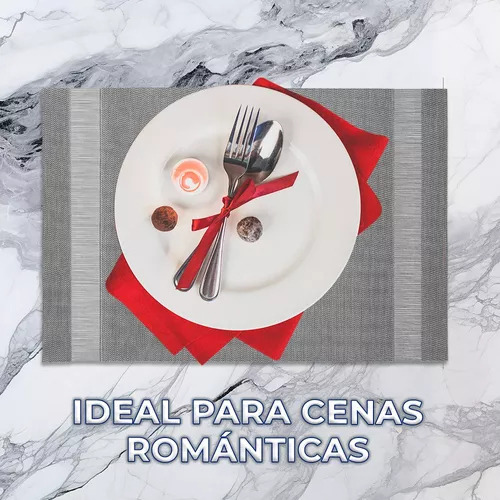 Juego Manteles Cubiertos 10 Piezas Individuales Mesa Comedor Color Gris Lisa Ele-Gate