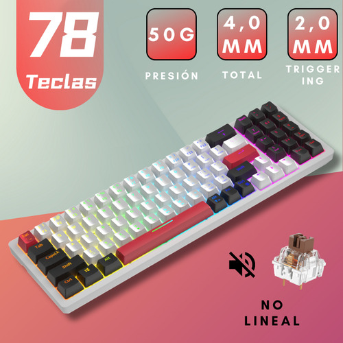 Teclado Mecánico 75% Zifriend R78 Usb-c Rgb De 78 Teclas Blanco-brown Switch Inglés Us