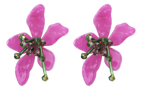 Pendientes De Flores Acrílicas Con Cuentas Hechas A Mano