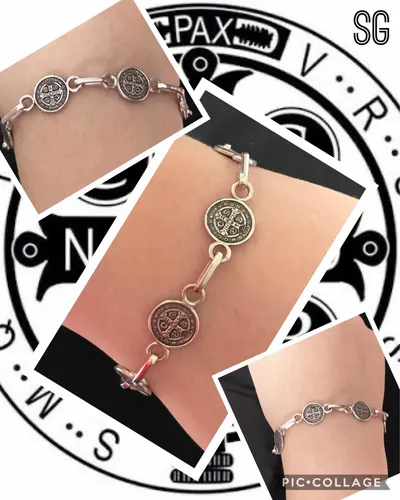 Pulsera Eslabones San Benito De Plata. Sg- Joyería.