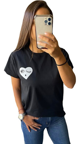 Remera Estampada Lisa Manga Corta Mujer A88