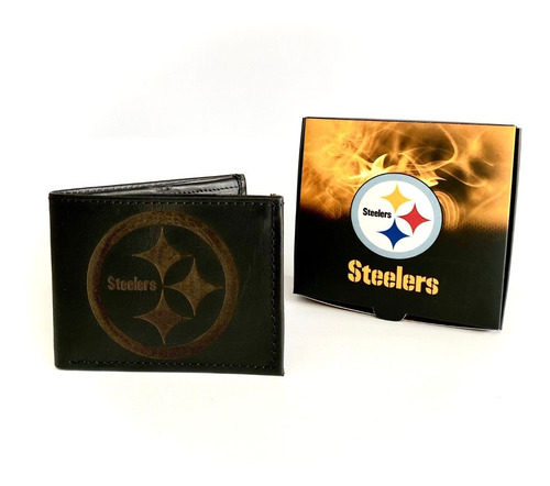 Billetera Football Americano Steelers Nfl 100%piel Cartera