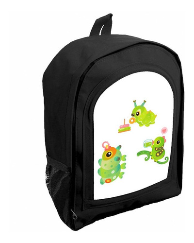 Mochila Negra Infantil Nena Nene Bichos Kawaii Rr23