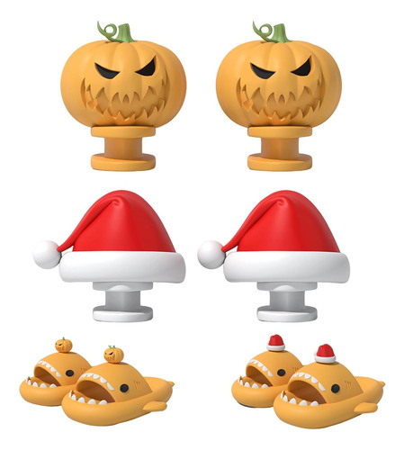 2 Pares Aletas De Tiburón Con Diseño De Calabaza Y Papá Noel