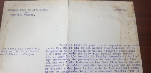 1913 Documento Antiguo Relato De Destrucción De Artilleria