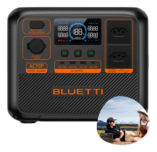 Estação De Energia Gerador Solar Bluetti Ac70p 1000w 864wh