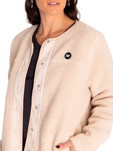 Polar Mujer Long Button Front Sherpa Beige/crudo Cat