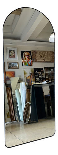 Espejo Grande Arco Moderno 180x60 Con Marco De Pvc. Cristal Negro