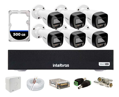 Kit Intelbras 6 Full Color Vhd 1120b Dvr 8 Mhdx 1008 C/500g