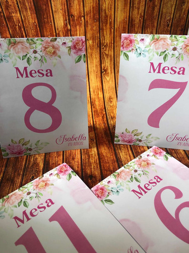 Numeros De Mesa Identificadores Boda Bautizo Xv Años 25 Pzas