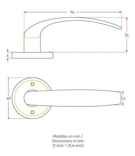 Imagen 3 de 5 de Manija Picaporte Doble Balancín Aluminio Ministerio Epoxi Blanco O Negro Con Bocallaves Para Puertas Placas.