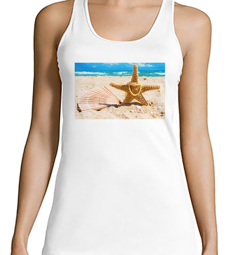 Musculosa Mujer Estrella De Mar Simpatica Collar Perlas