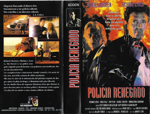 Policia Renegado Vhs Michael Madsen Richard Lynch 1992