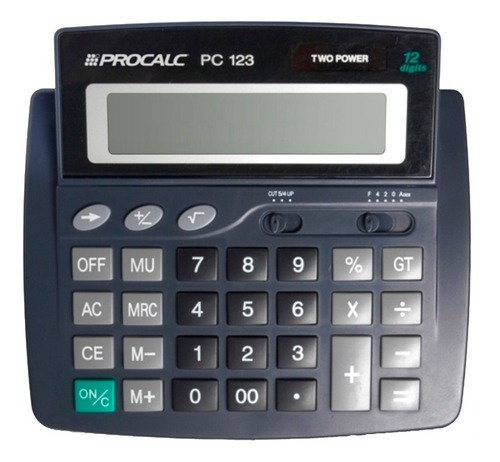 Calculadora De Mesa Procalc Pc123 12 Dígitos Solar E Bateria