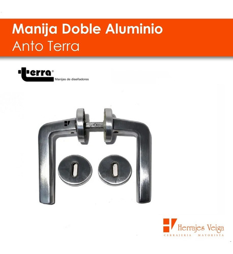 Imagen 2 de 9 de Manija Puerta Picaporte Doble Aluminio T/acero Inoxidable