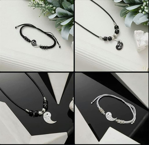 Juego De Collares Y Pulseras De Yin Yang Dragón Para Pareja