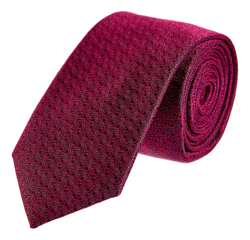 Corbata Hombre Slim Relieve Tejido Jaquard Vittorio Forti Color Vino Largo 6.5 cm