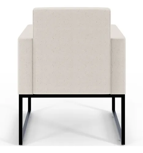 Sillón decorativo de recepción con base fija, diseño Helô, lino crudo, tela lisa, kit 2