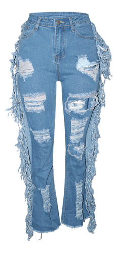 Sartén Casual Con Flecos Andrajosos Para Mujer, Estilo Stree