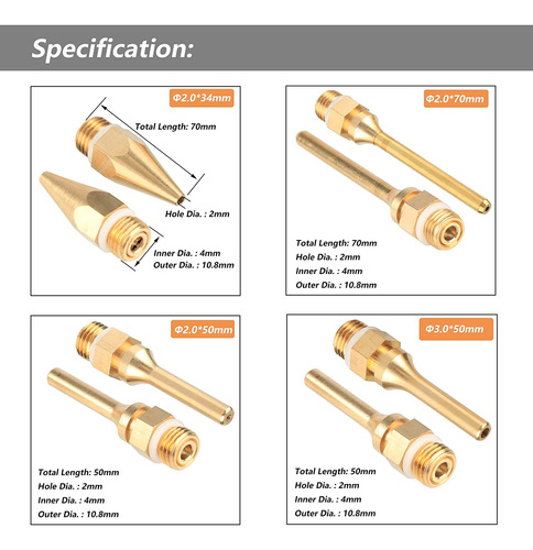 Yakamoz 4pcs Interchangeable Copper Glue Gun Nozzle Set 10.8