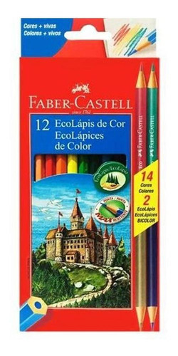 Lapis De Cor 12 Cores 2 Bicolor Faber Castell Cor da marcação 14 cores