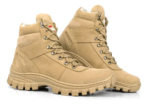 Bota Coturno Militar Masculino Areia Adventure Confortável