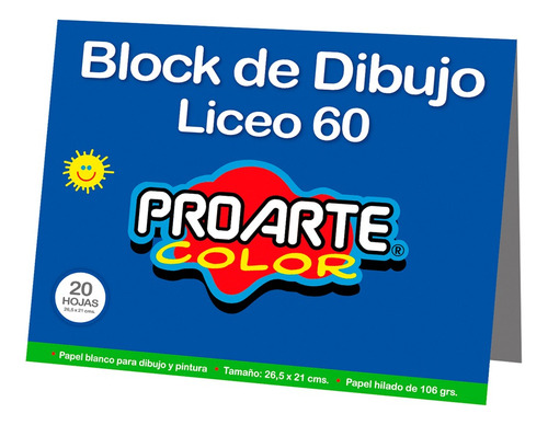 Block Dibujo Proarte Liceo 60, 20 Hojas 26.5x21 Cm