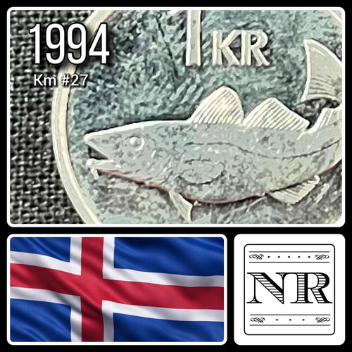 Islandia - 1 Krona - Año 1994 - Km #27 A - Bacalao