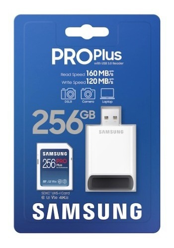 Samsung Pro Plus 256gb Tarjeta Sd V30 + Lector Tarjetas Usb