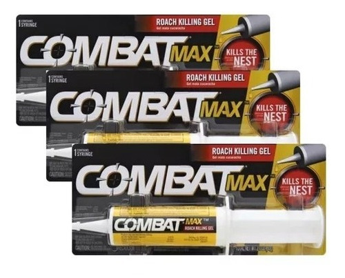 Combat Max Gel 60gr Veneno Mata Cucarachas Pack 3 Pza.