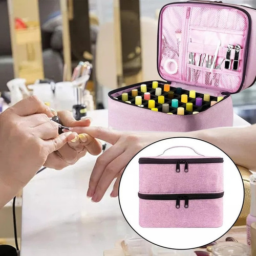 Bolsa De Almacenamiento De Esmalte De Uñas Rosa Portátil