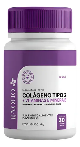 Colágeno Tipo 2 Vitamina D3 + K2 Magnésio E Zinco Ossos E Ar Sem Sabor