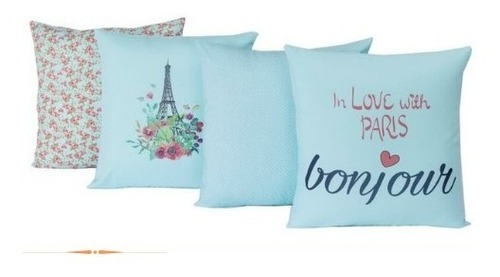 Set 4 Almofadas Cheias Decorativas 45x45 Premium Paris