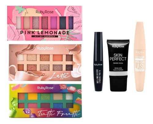 Kit De Maquillaje Ruby Rose Paletas De Sombras Rimel Primer