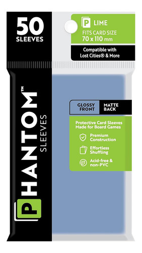 Fundas Para Cartas Capstone Games Phantom Lime, 70 X 110 Mm,
