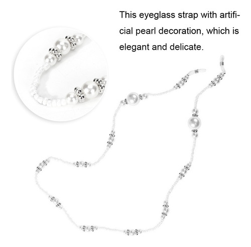 Cadena De Anteojos Elegante Cordón De Perlas Artificiales F