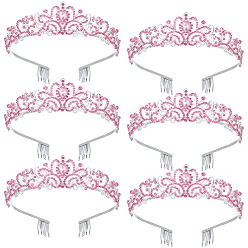 Rosa Tiaras Hada Princesa Coronas Para Mujer Niñas, 6 W6lqz