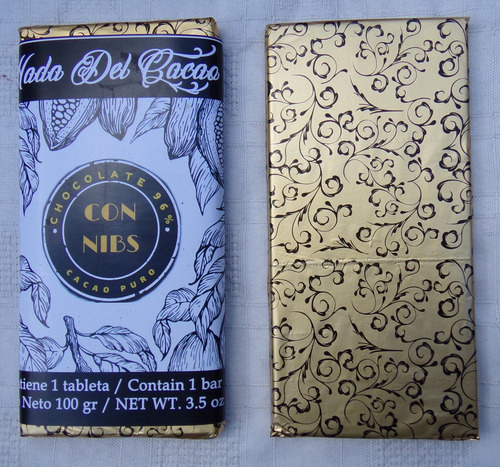Imagen 2 de 10 de Chocolate 100 Gr 96% Cacao Nibs Con Stevia - Sin Azucar Keto