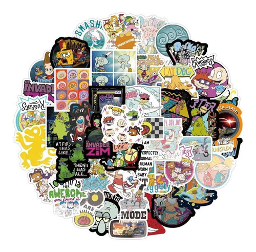 Set 50 Stickers Nickelodeon Personajes Decorativo Los 90s