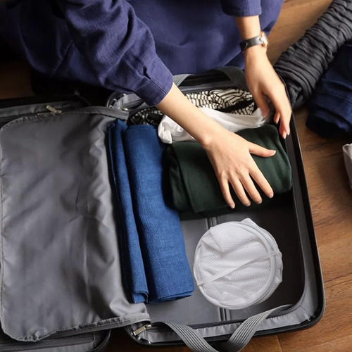 Cesta Plegable Malla Lavandería Almacenamiento Ropa Sucia As