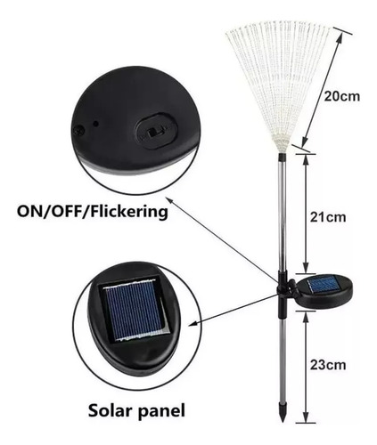 X2 Luces Micro Led Hadas Fuego Artificial Solar Multicolores