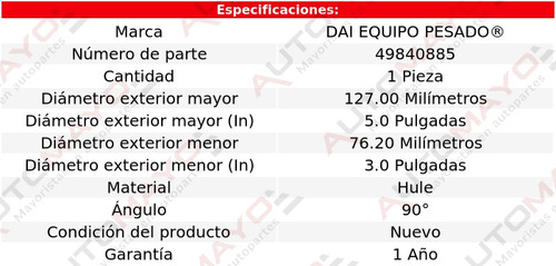 Codo Para Admisión De Aire D.ext Mayor 127.00mm Hule Dai