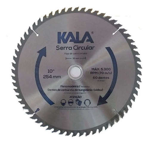 Disco Lâmina Serra Circular Madeira 250mm 10 Pol 60 Dentes