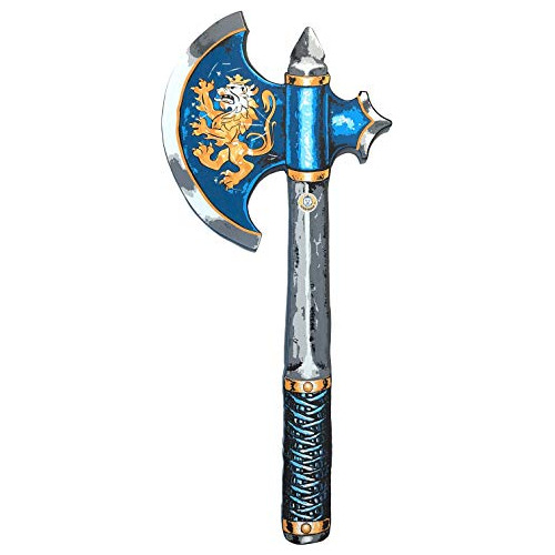 Visiodan 10300lt Blue Hacha Liontouch Noble Knight Para Niños, Azul | Juguete De Simulación Medieval En Espuma Para Niños Con Temática De León Do