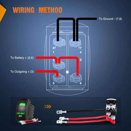 Ni-rs05 Led Light Bar Rocker Switch 5pin Laser On/off L...