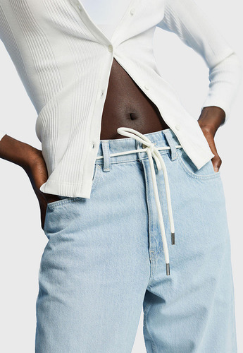 Jeans Dad Fit Con Cordon Mujer Esprit 033ee1b304