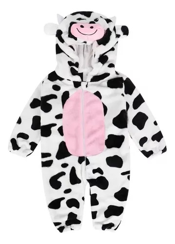 Mono De Pijama Con Estampado De Vaca Para Bebé, Capucha, Cos