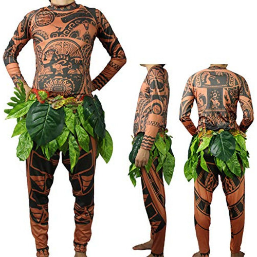 Disfraz De Hombre Maui Tattoo Camiseta/pantalones Halloween 