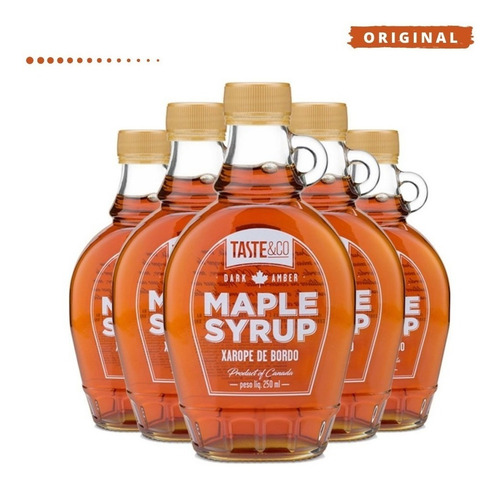 5x Xarope De Bordo Taste&co Maple Syrup 250ml